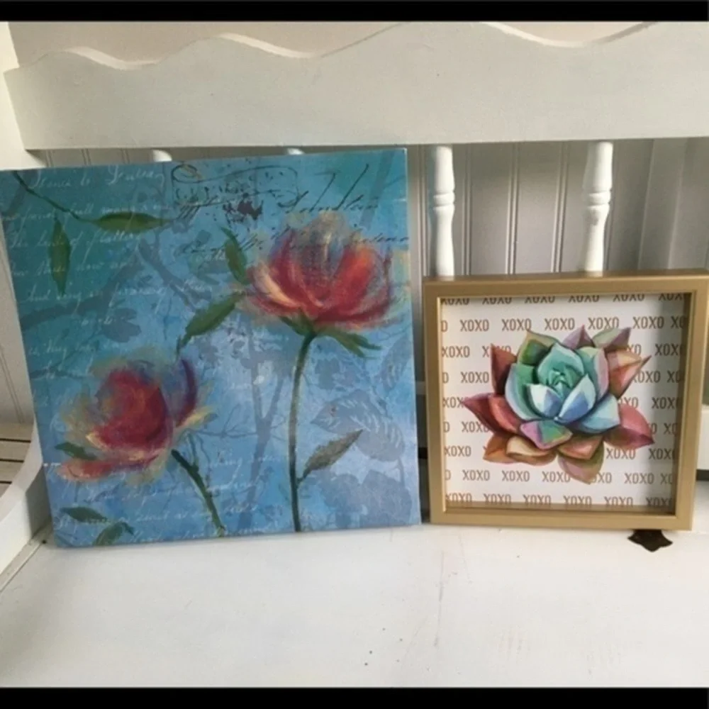 Wall art Bundle set of two peaceful blue and pink art